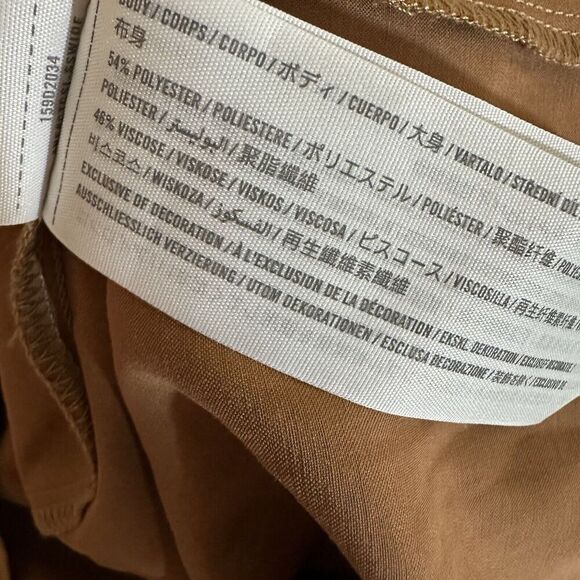 Abercrombie & Fitch Womens Satin Shirt Dress Size Medium Brown Long Sleeve - Picture 6 of 7